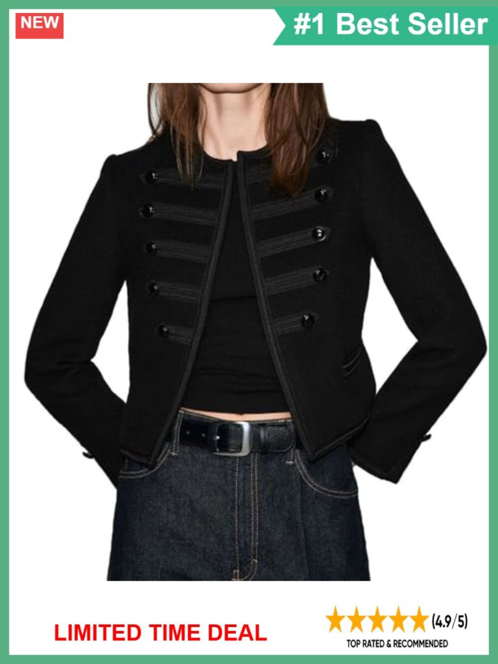 Wool Blend Steampunk Military Cropped Jacket Button Blazer